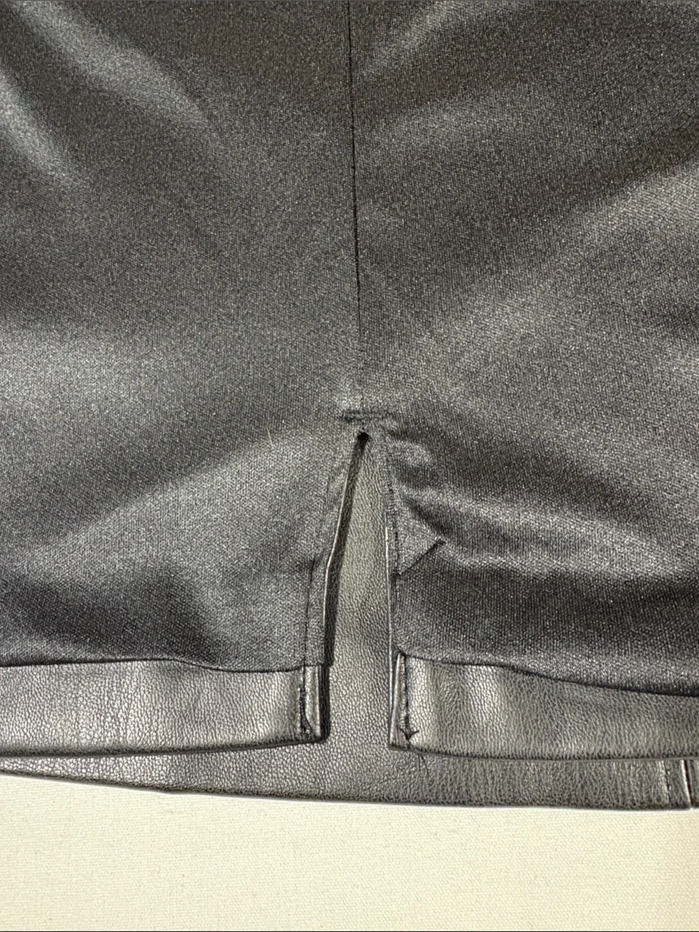 Hollister Black Faux Leather Mini Skirt with Front Slit Large